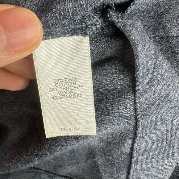 PureJill J Jill Affinity French Terry Pima Cotton Tunic Top V-Neck Blue Size XS - Picture 6 of 7